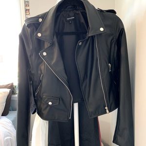 PLT Faux Leather Biker Jacket with Zips